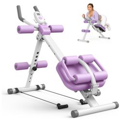 Ab Machine, Adjustable Ab Workout Equipment, Ab ＆ Sit Up Machine for Stomach Workout, Foldable Abdominal Trainer With Knee and Back Protection, Full B