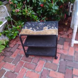 3 Tier Metal Side Table On The Wheels 