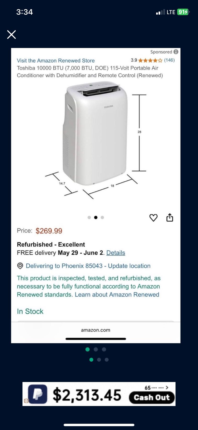 Toshiba 10000 Portable AC Unit