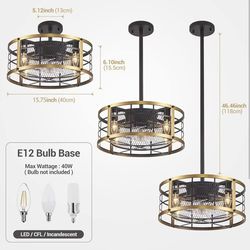 X Shape Metal Cage Fan 16 Inch Black and Gold
