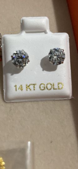 14k gold earrings with triple A cz new !