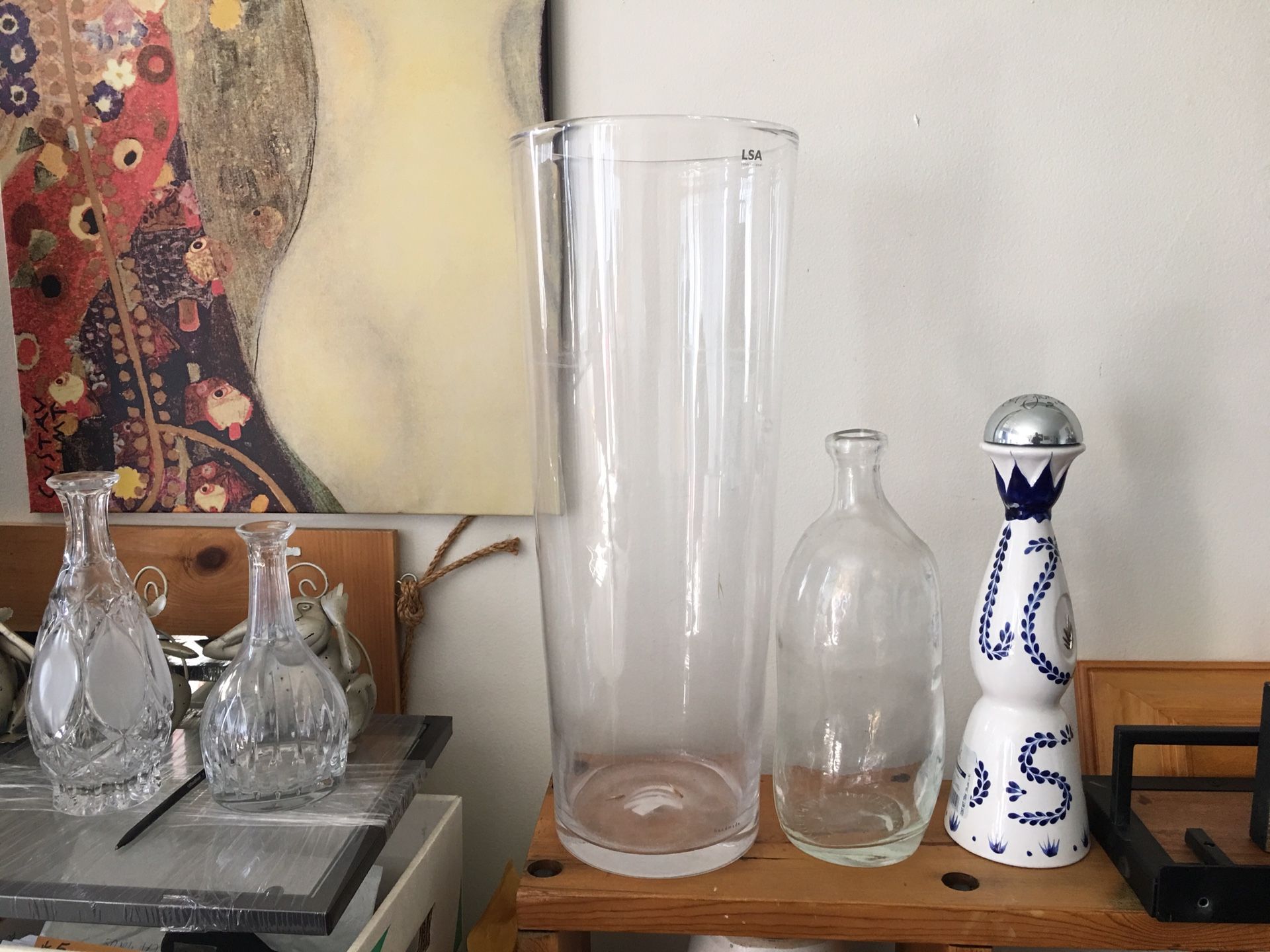 high glass vase 24" high