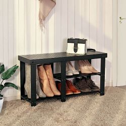 Bamboo Entryway Shoe Bench