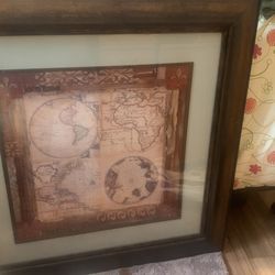 2 Beautiful Framed Pictures  34X34 In Square 