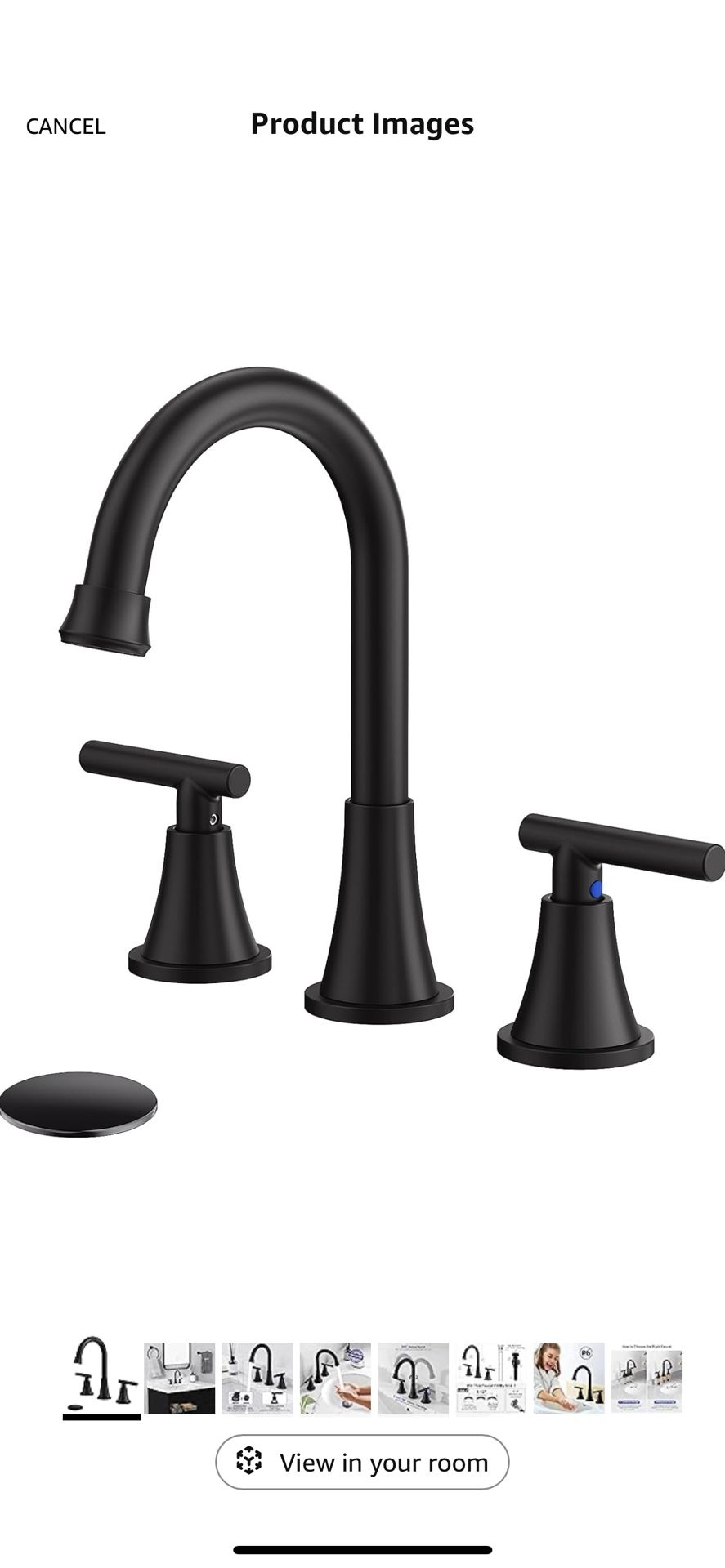 Bathroom Faucets for Sink 3 Hole, Hurran Matte Black Bathroom Sink Faucet with Pop-up Drain and Supply Lines, Stainless Steel Lead-Free Widespread Fau