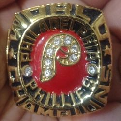 Brand New!💯 Handmade🖐️1980 Retro Philadelphia Phillies Size 11 Championship Baseball Ring With Brand New! Black Ring Display Box& 2 Posters