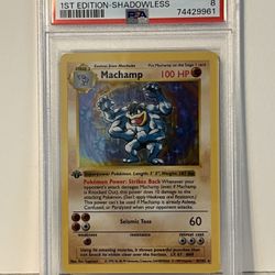 Pokémon card - 1999 Shadowless Machamp 8/102 - PSA 8