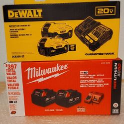 DeWalt Or Milwaukee Battery And Charger..$130...Firm On Price.. Each Box... Pickup Only....