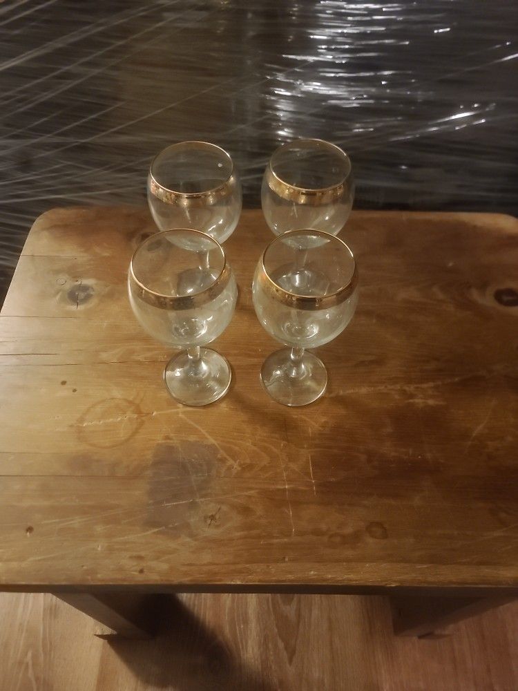 Vintage Italian Cellini Etched Crystal Wine Glass 24k Gold