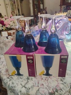 12 blue drinking glass