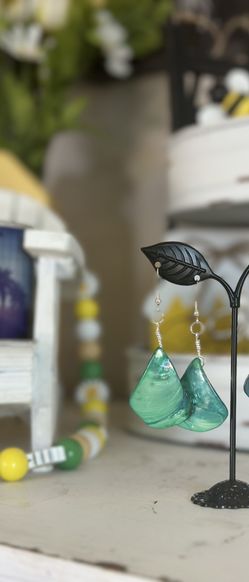 Green Abalone Shell Earrings