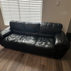 Faux Leather Couch & Love Seat (Blue)