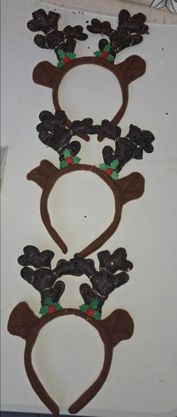 Christmas Reindeer Antler Headbands Set of 3
