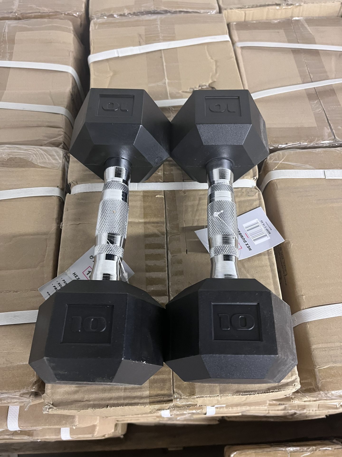 Tru Grit 10 lb Black Rubber Hex Dumbbell Pair (20 Pounds Total per Set) NEW SHIPS FAST
