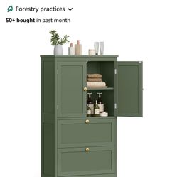 NEW - Bathroom Floor Storage Cabinet - Sage Green