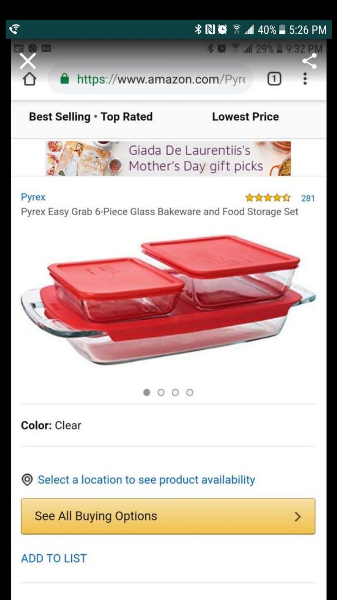 Pyrex 6 PC glassware