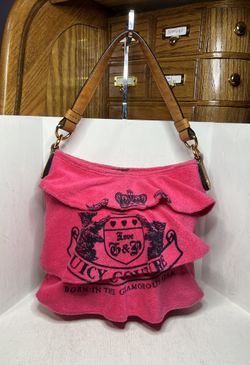 Vintage Juicy Couture Hot Pink Ruffle Terry Cloth/Leather Love G&P Scottie Dog