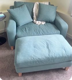 Chair & a Half with Matching Ottoman – $200