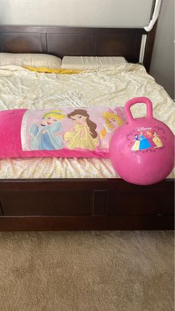 pink princess body pillow and bouncy ball