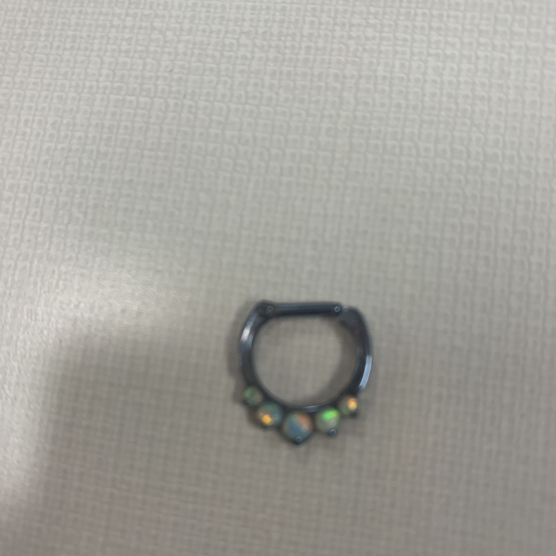 Industrial strength custom septum clicker 14g 5/16 blue and opal