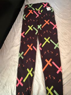 Black Neon Cross Print Leggings