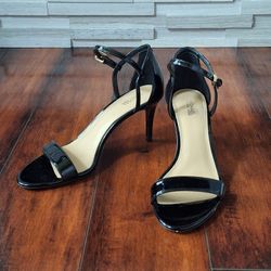 Michael Kors Women's Simone Patent Leather Mid Sandal Black Size 9