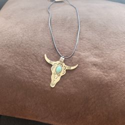Turquoise Steer Head Necklace