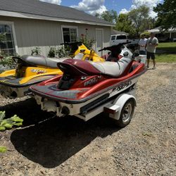 Two Sit Down Jet Skis With Trailer