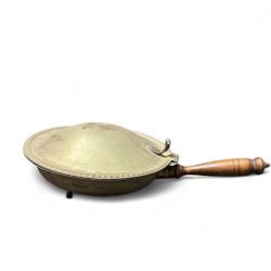 Vintage Silver-Plated Bed Warmer: Copper Pan with Sea Monster Engraving