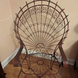 Antique Peacock Wrought Iron Chair 