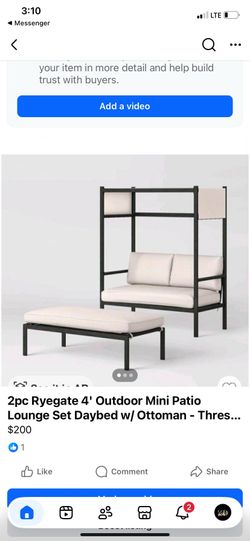 2 piece ryegate 4’ patio lounge set daybed with Otto man