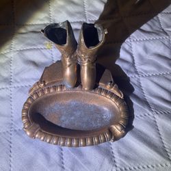 Vintage Brass Cowboy Boots Ashtray 