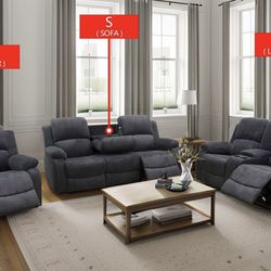 💥FREE DELIVERY💥Brand New 3PC Reclining Sofa Loveseat Chair Set 