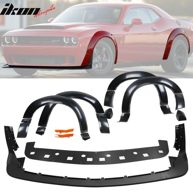 Fits 2015-2023 Dodge Challenger Front Lip + Fender Flare Hellcat to Demon Conversion