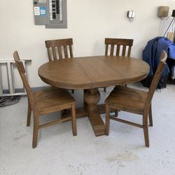 Solid Wood Dining Table with 4 Chairs – $100