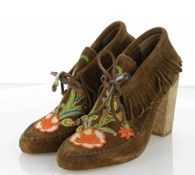 NEW Tory Burch Huntington Festival Brown Embroidered Boot Women's Sz 5 M woman’s