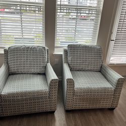 2 Blue And White Armchairs