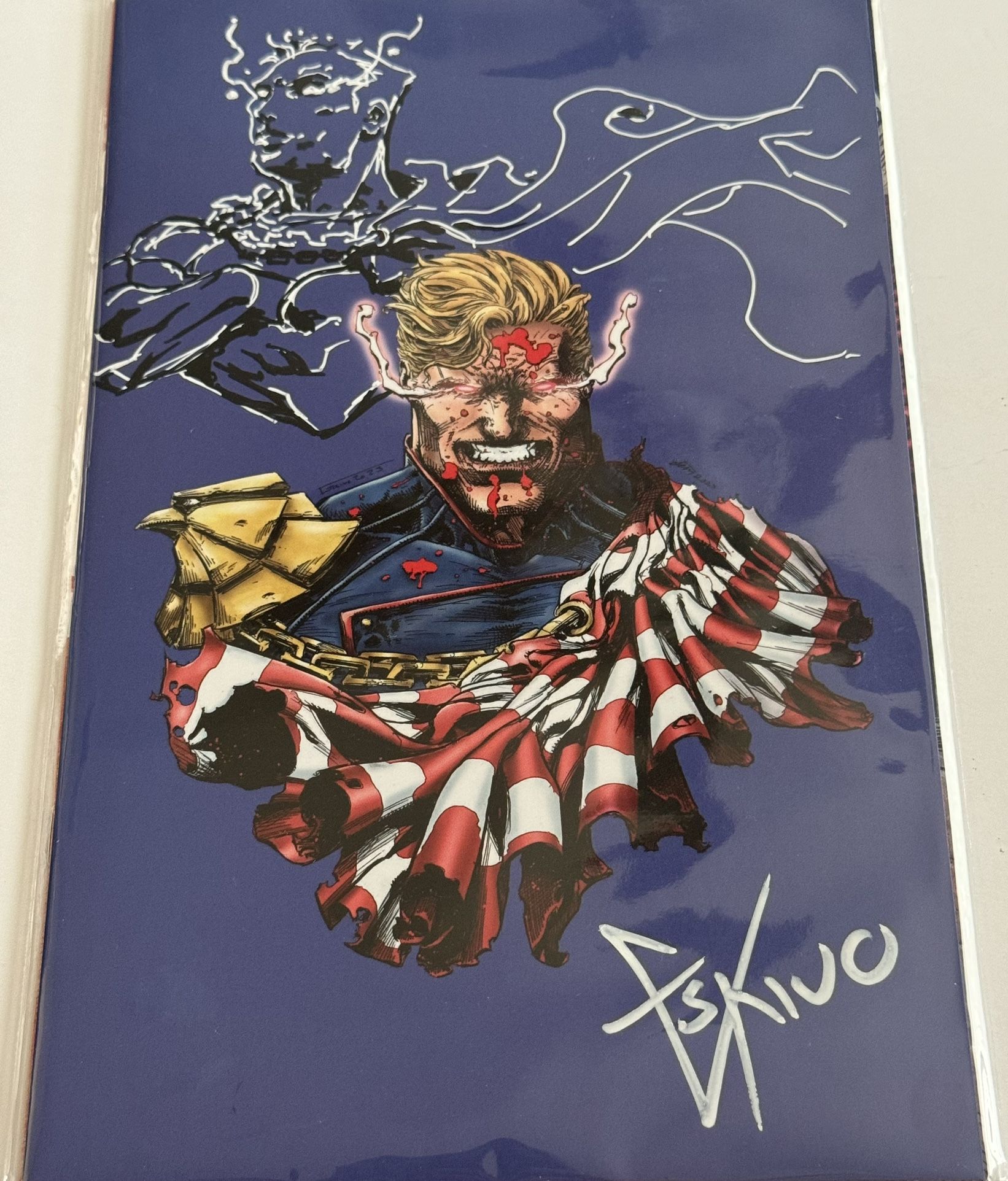 The Boys # 1 Homelander Virgin Cover Remark & Signed By Eskivo With COA- 1/1