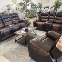 Three Seater ; Power Sofa Top Grain Leather