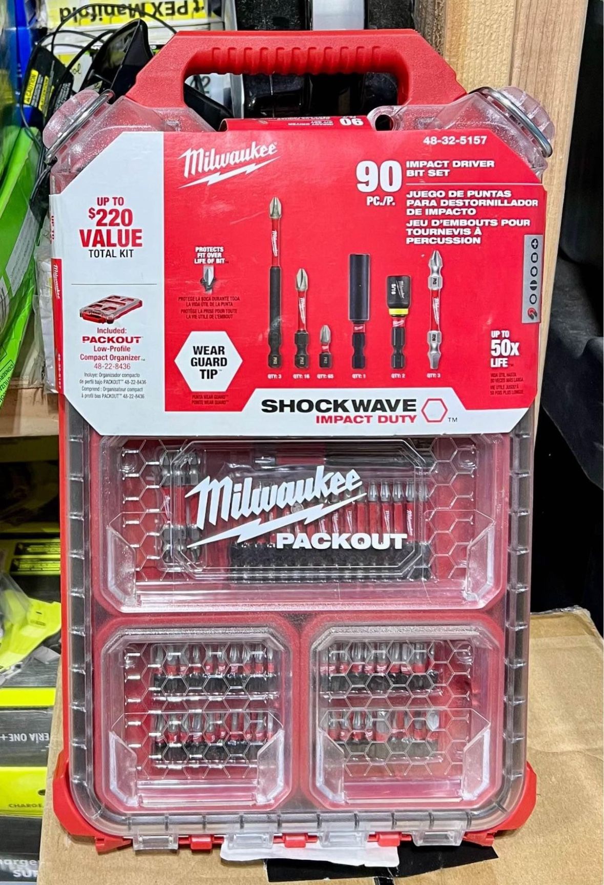 Milwaukee Driver Bit Set w/ Packout Case Impact Duty Alloy Steel (90-Piece)