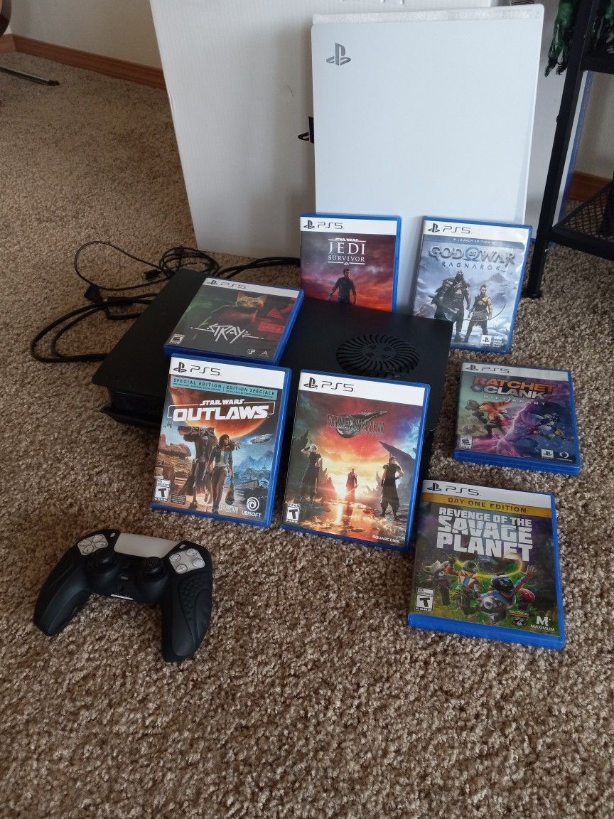 Ps5 Disc Edition Blacked Out + Games