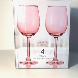 Calabria Rose Wine Glass Set — Elegant 4-piece Glass Set 