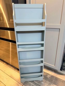 Grey book shelf