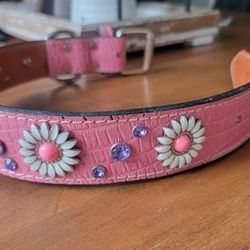 Dog Collar - Custom Pink Leather- One of A Kind