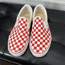Vans Red & White Checkerboard Shoes - Size 9.5