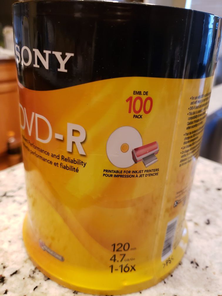 SONY DVD-R blank new unopened 100