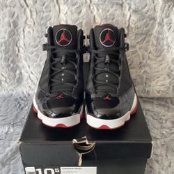 Air Jordan 6 Rings MENS SIZE 10.5 BLACK/VARSITY RED-WHITE