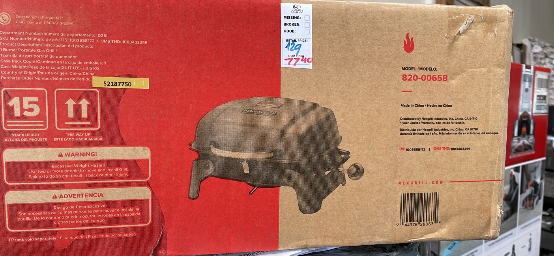 Nexgrill 1-Burner Portable Propane Gas Table Top Grill in Black
