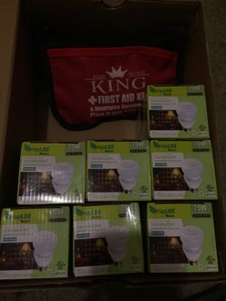 Max led bulbs and first aid kit