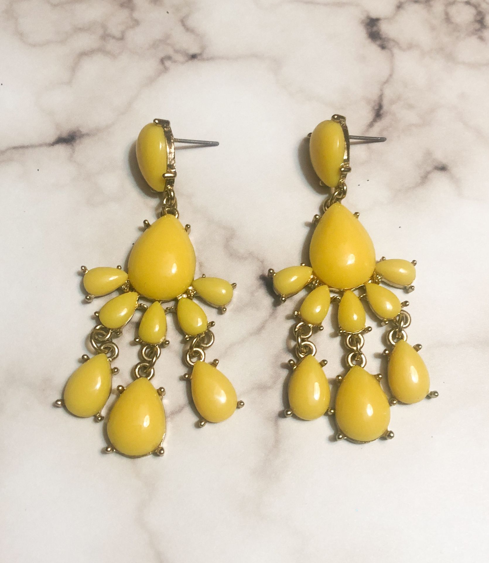 Yellow & Gold Fashion Chandelier Earrings